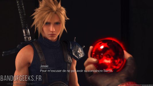 Final Fantasy VII Remake Jessie donne une matéria invocation à Cloud