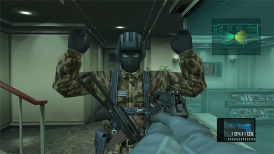 Metal Gear Solid 2 Snake braque un soldat