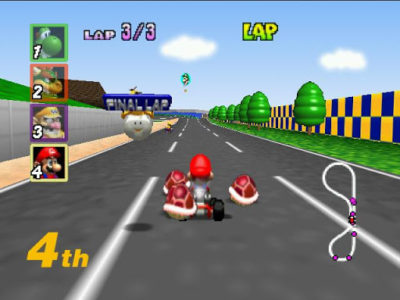 Mario Kart 64 Mario avec 3 carapaces rouges