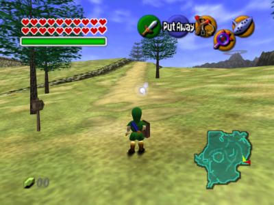 Zelda Ocarina of Time Link enfant sur la plaine d'Hyrule