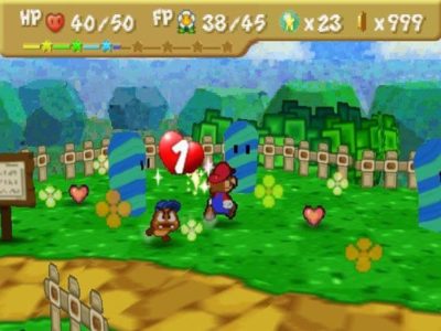 Paper Mario N64 Mario et Goomba se baladent